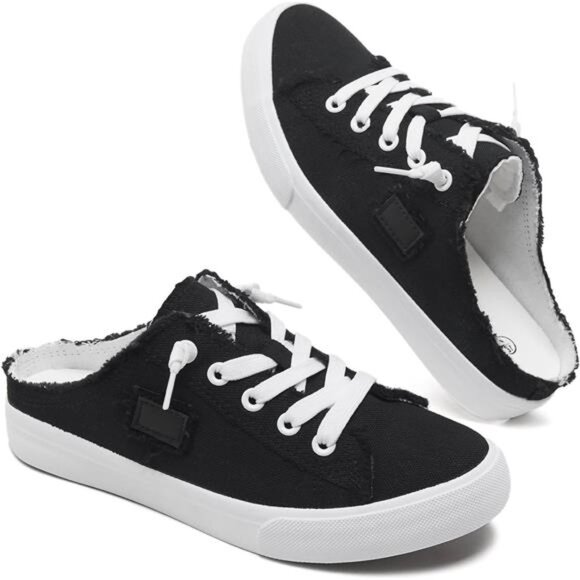 Women's Slip on Sneakers Canvas Slip Black - Picture 1 of 6